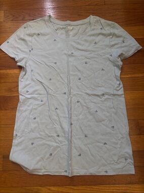 GAP Pale Blue Tee with Small Navy Hearts - Long Sleeve
